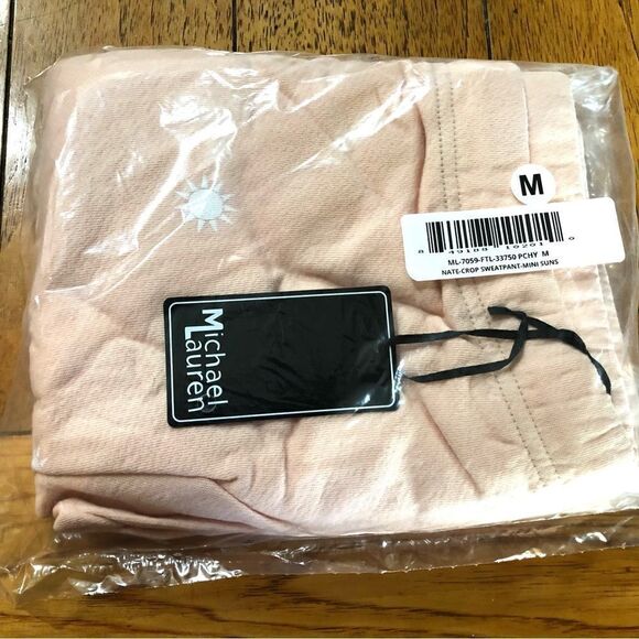 NWT Michael Lauren Orange Peach Mini Suns Nate Crop Sweatpants - M - Picture 6 of 8